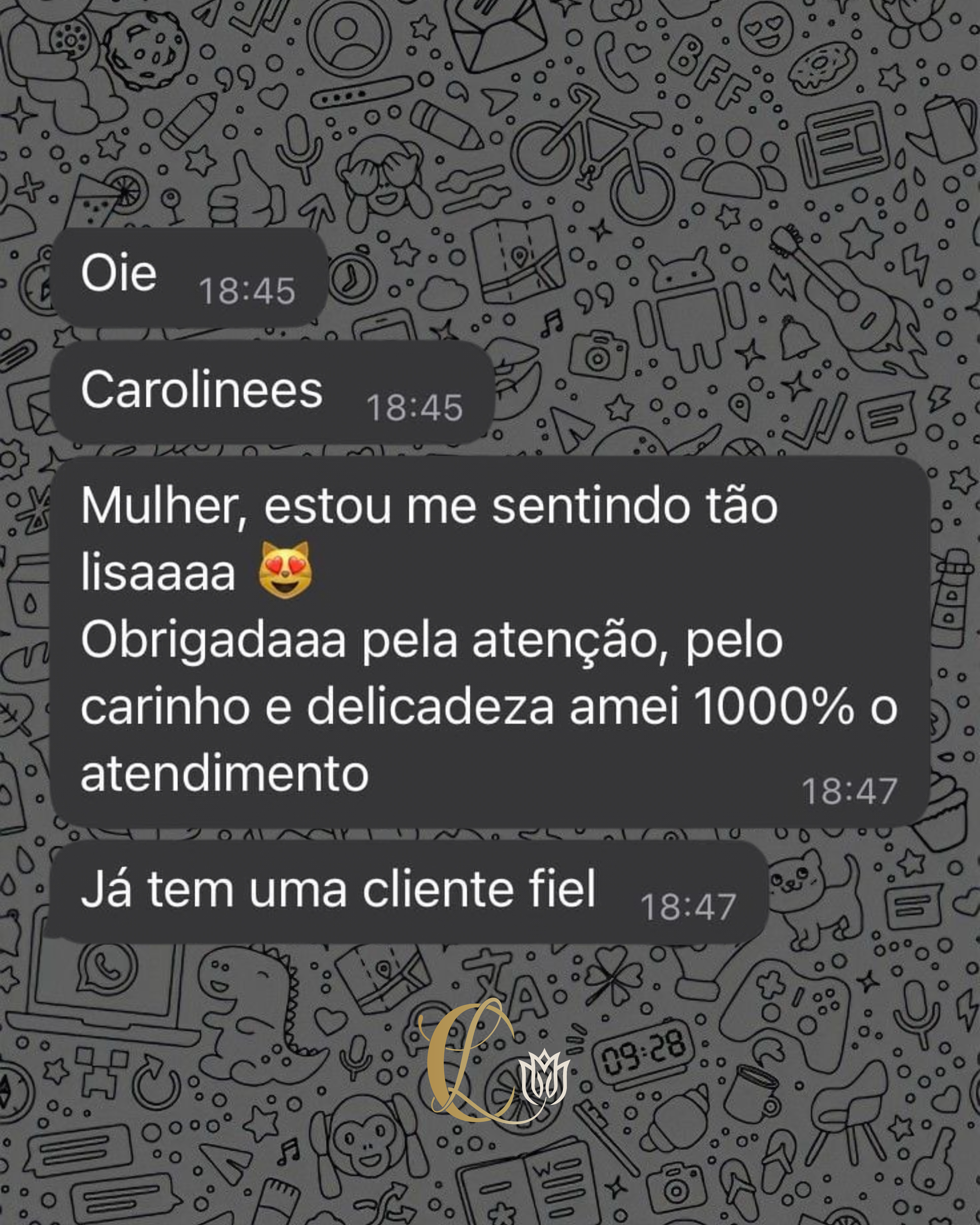 Depoimento de cliente satisfeita